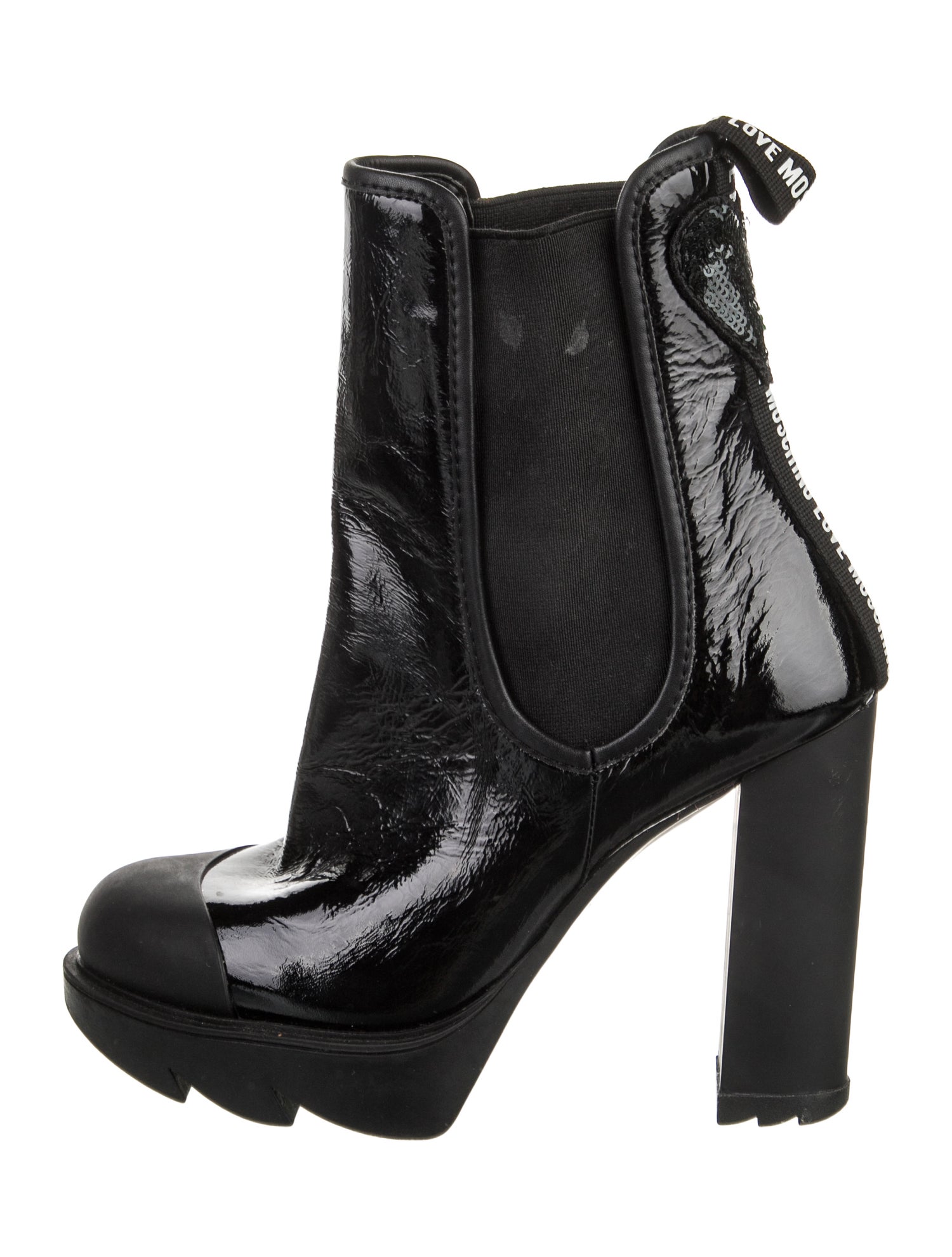 Love Moschino Patent Leather Chelsea Boots